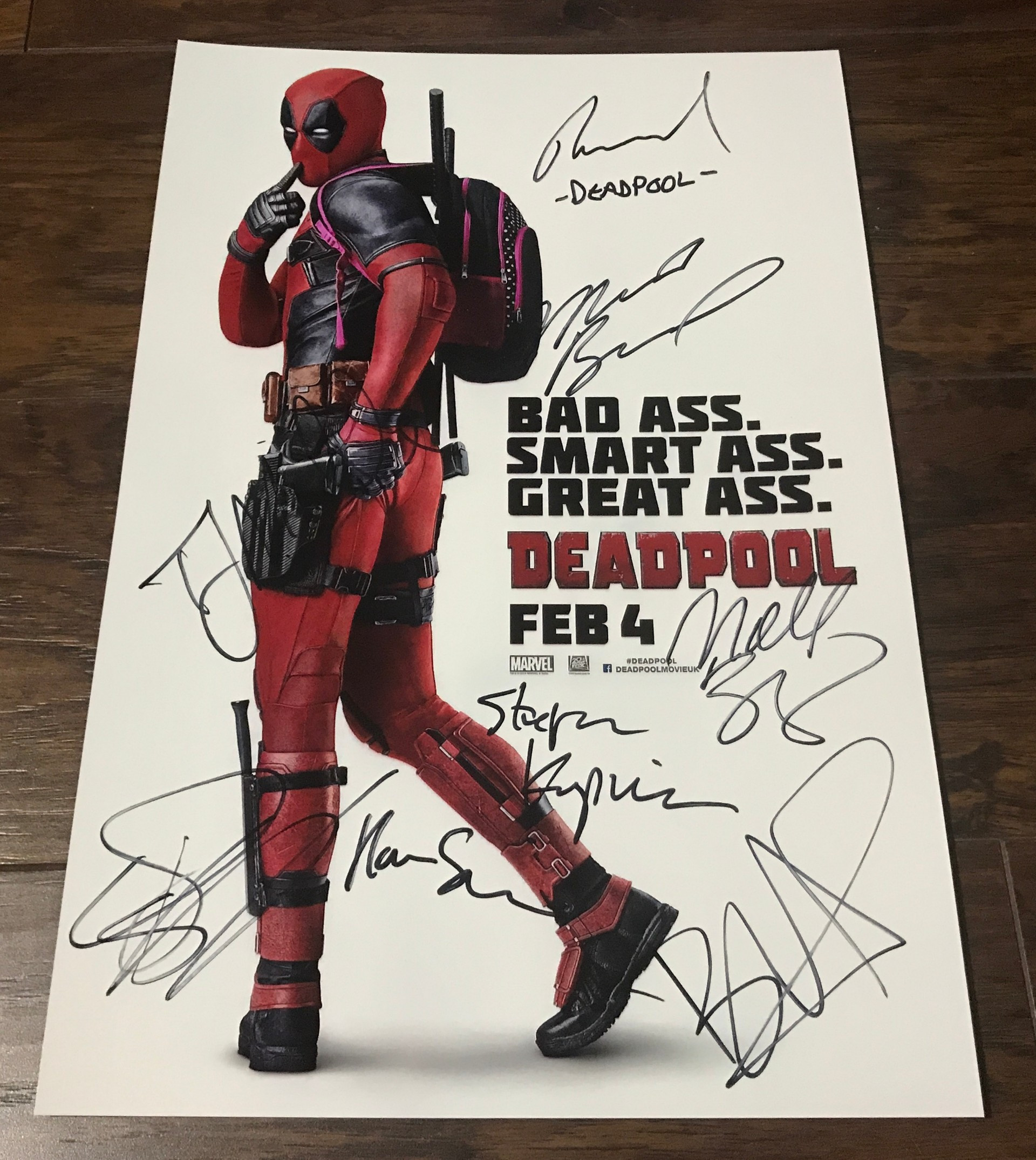 Deadpool Cast Signed Autographed 8x12 Photo Ryan Reynolds Morena Baccarin Autographs Photograph