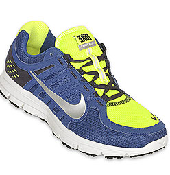 blue yellow running shoes