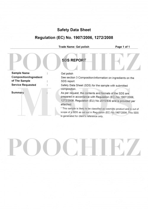 GEL POLISH MSDS SHEET