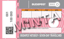 Budapest Public Transport  7 Day Travel Card