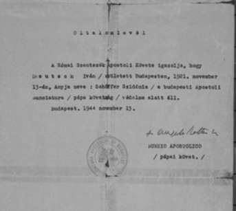Angelo Rotta Budapest Certificate
