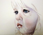 Tear Stains ~ it shouldn't hurt to be a child ~ watercolor by michal madison