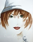 girl with the cloche hat ~ watercolor by michal madison