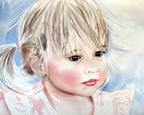 Sydney~ beautiful child lost in wonder watercolor by michal madison