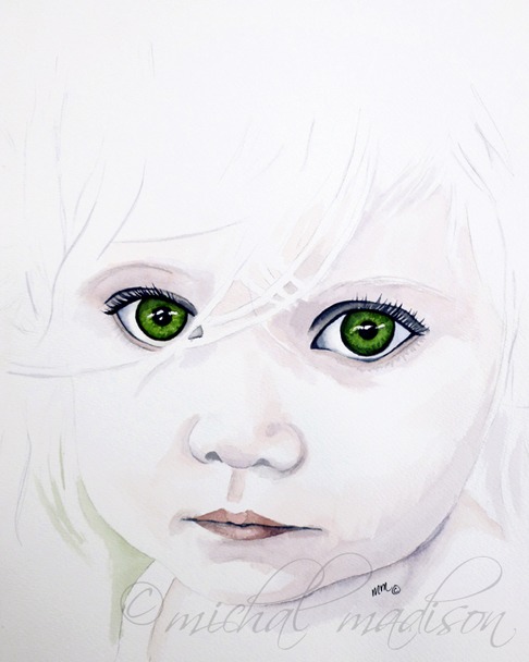 longing eyes ~ watercolor by michal madison