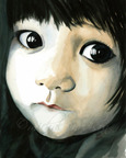Madi's Eyes ~ watercolor of Asian child by Michal Madison