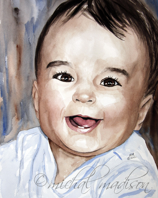 happiness ~ original watercolor by michal madison