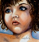 Marisol ~ watercolor of little child with tears in her eyes by Michal Madison