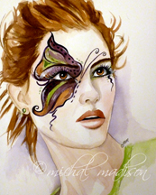 behind the mask ~ watercolor by michal madison