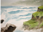 watercolor ~ ocean waves & rocks