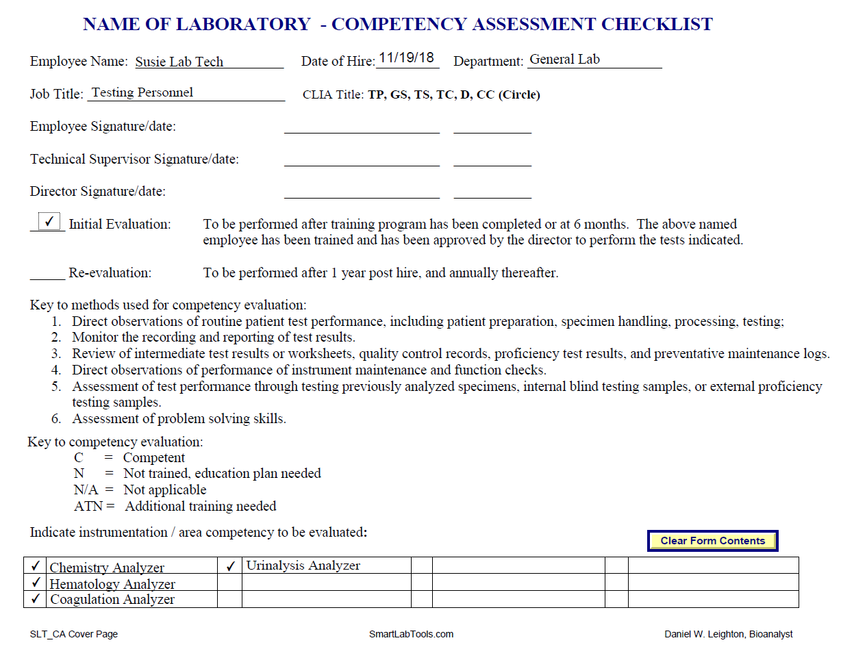 Sample Competency Assessment Template 6 Free Documents