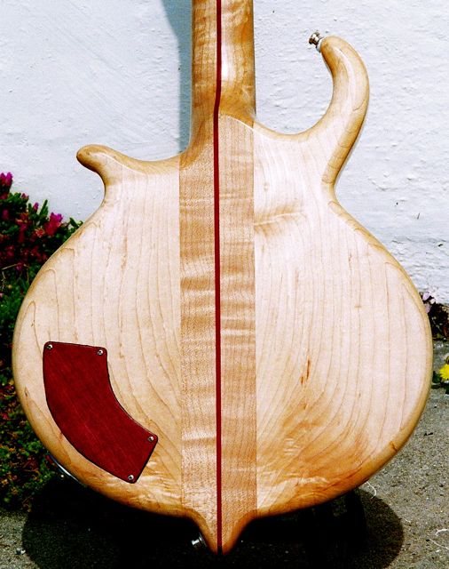 handmade semihollow neck through body electric guitar koa