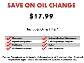 Save on Oil Change 17.99