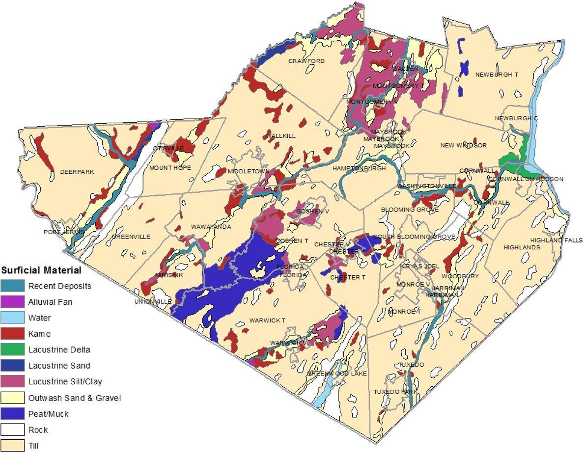 Supeficial Geology Map of Orange County, NY