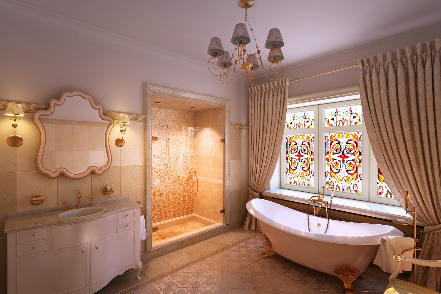 Дизайн интерьера ванной комнаты в классическом стиле Хабаровск