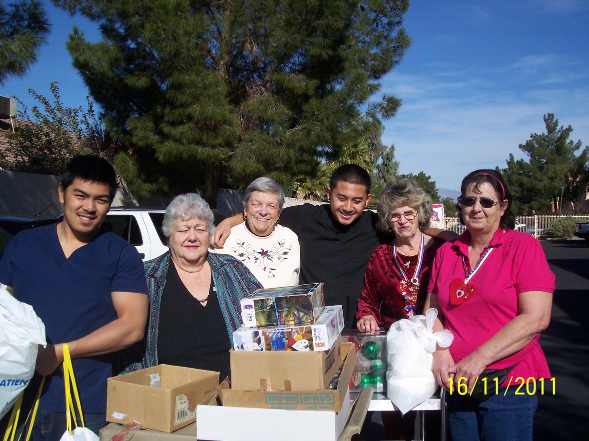 Rose Maris,Thelma,Rita and Doris Donating 600 pieces of flatware,puzzles and pads to Alzheimers