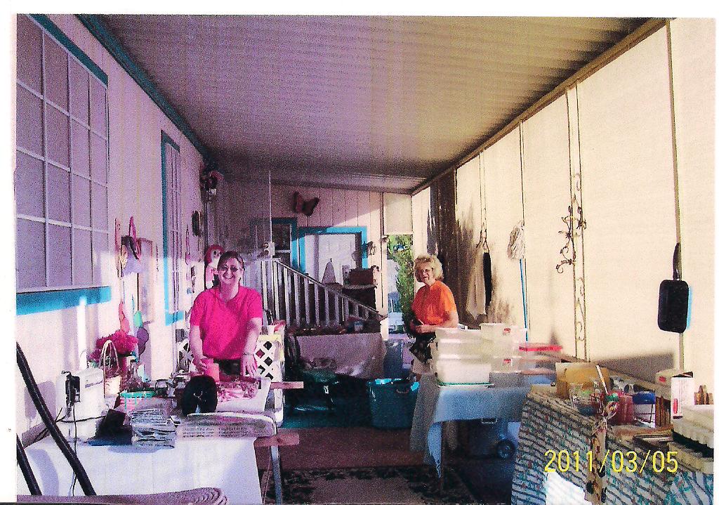 Rita and Doris at yard sale