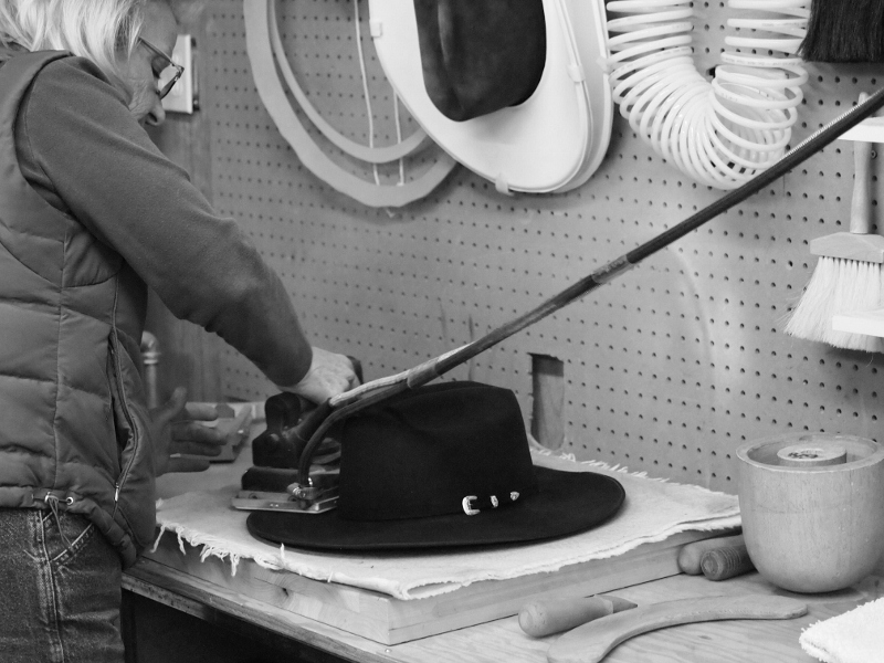 Custom Cowboy Hat Making Process Flattening Brim