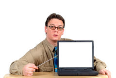 A Man pointing at computer screen